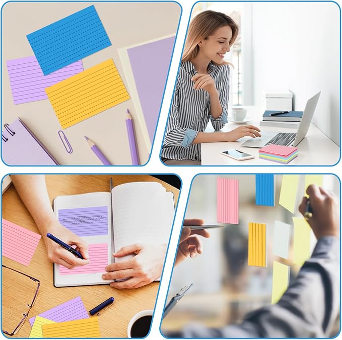 Bignc Index Cards Colored Notecards, 3 X 5 Inch Ruled Color Note Cards for School, Home & Office, Multi Colors Flashcards, Colorful Notecards,Pink Index Card Ruled, Purple Lined Flash Cards (600)