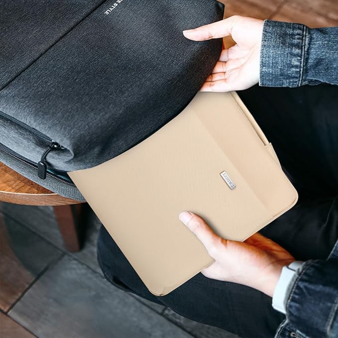 LANDICI 360°Laptop Sleeve Case 15.6 16 Inch Compatible with MacBook Pro 16 M1/M2/M3/M4 2019-2025, 15.6-16” Hp Dell Lenovo Acer Asus, Waterproof Computer Bag Cover with Handle, Apricot