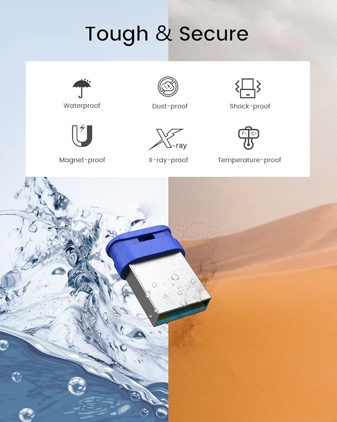 K&ZZ 128GB Flash Drive 128GB USB 3.0 Flash Memory Stick Drive with Lanyard Ultra High Speed Mini 128 GB Thumb Drive USB Stick for PC/Laptop, Blue