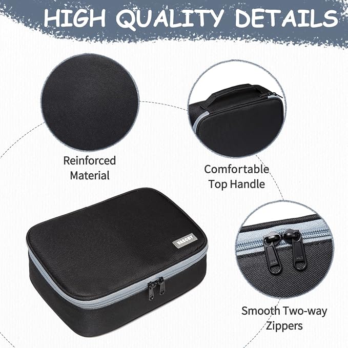 VASCHY Large Pencil Case, Art Color Pencils Pouch with Detachable Layers Multiple Zip Pockets for School Office Stationary Organization Black