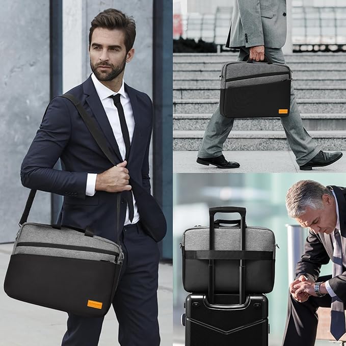 bagasin 17 17.3 inch Laptop Computer PC Shoulder Bag Carrying Case, Water-Repellent Fabric Briefcase, Lightweight Toploader, Business Casual or School
