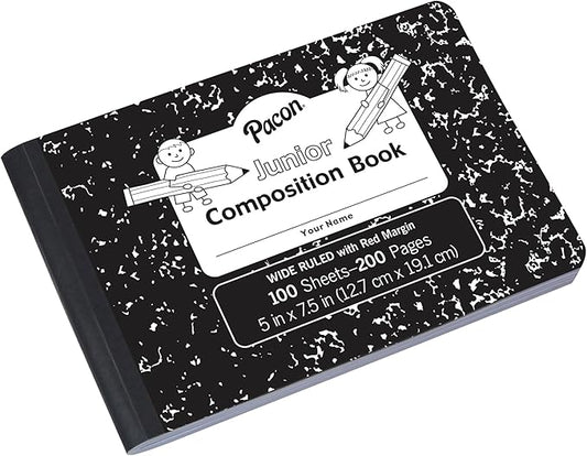 PACON PMMK37090 Pacon Junior Composition Book, 5 x 7-1/2 Inches, 3/8 Inch Ruled, 100 Sheets