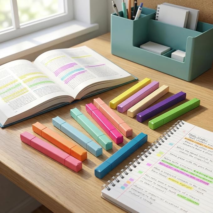 konket 12Pcs Dual Tip Highlighters, Pastel highlighters Quick Dry, Aesthetic Cute Markers, for Journaling Accessories School Supplies and Nurse Office (Macaron)