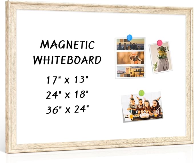 White Board for Wall, 36" x 24" Magnetic Dry Erase Board, Decorative Wooden Frame Large Whiteboard, Wall Mounted, Aesthetic Writing Board for Home, Office, School - Vintage