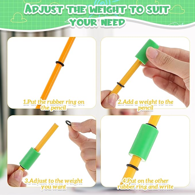 20 Pcs Pencil Weights Handwriting Aid 0.7/0.5/0.35/0.2 oz Adjustable Weights for Kid, or Special Need Improve Penmanship for Autism, Quivers, or Fine Motor Skill Disability(Soothing Tones)