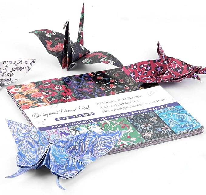 Origami Paper Kit Double Sided 100 Sheets 10 Colors 6 Inch Square Easy Fold Arts Crafts DIY Handwork Origami Papers Flowers