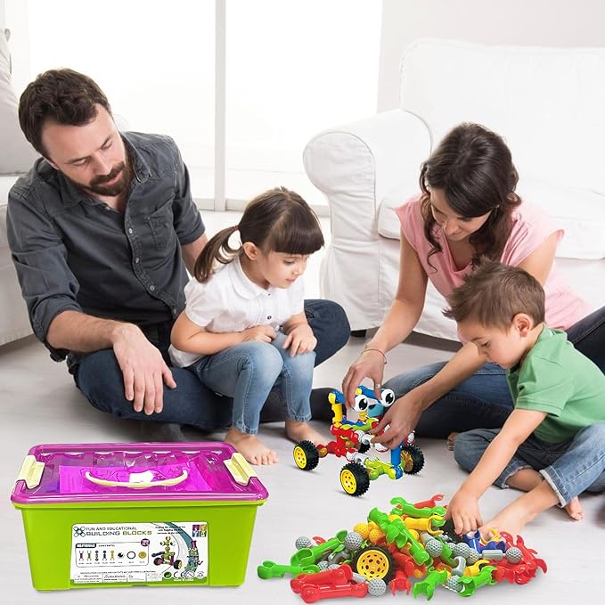 Huaker Stem Building Toys for 3 4 5 6 7 8 Year Old Boys Girls Kids,180 Pieces Building Blocks Educational Learning Toys with Large Storage Box,Ideal Christmas Birthday Gifts