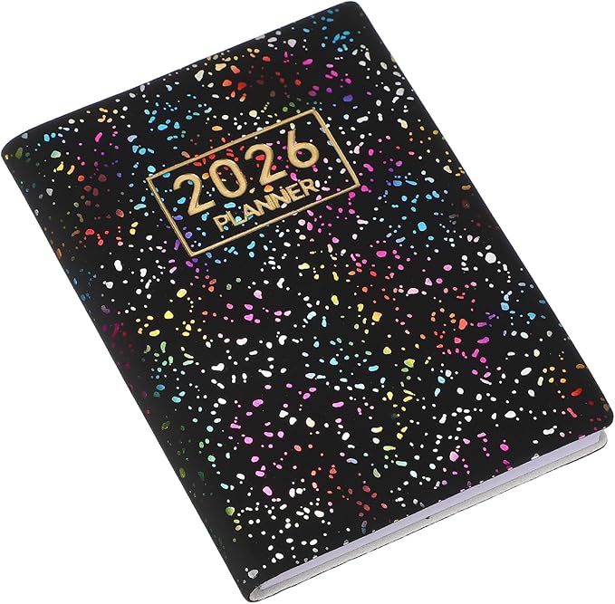 PATIKIL 2026 Daily Planner Notebook, 4.2 x 3.1" 64 Sheets Undated to Do List Daily Weekly Monthly Goals Pocket Notebook for Office Home Study Work Weeding Time Management, Colorful Black
