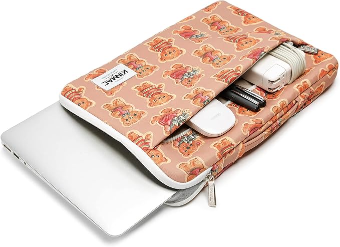 Kinmac Bear Pattern 360° Protective Water Resistant Laptop Case Bag Sleeve with Handle for MacBook Pro 14 inch and 14 inch-14.4 inch Laptop