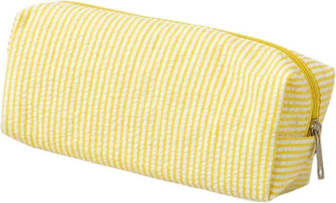 Pencil Case, Pencil Pouch for Women, Pencil Case Small, Pencil Pouch Aesthetic (Striped yellow)