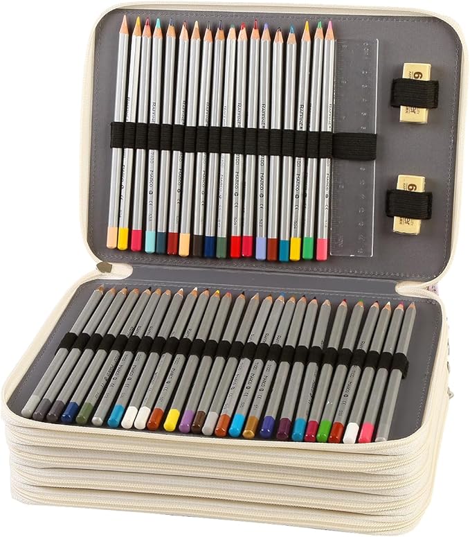 Portable Colored 250 Slots Pencil case Organizer with Printing Pattern for Watercolor Pens or Markers, Pencil Case Organizer for Artist