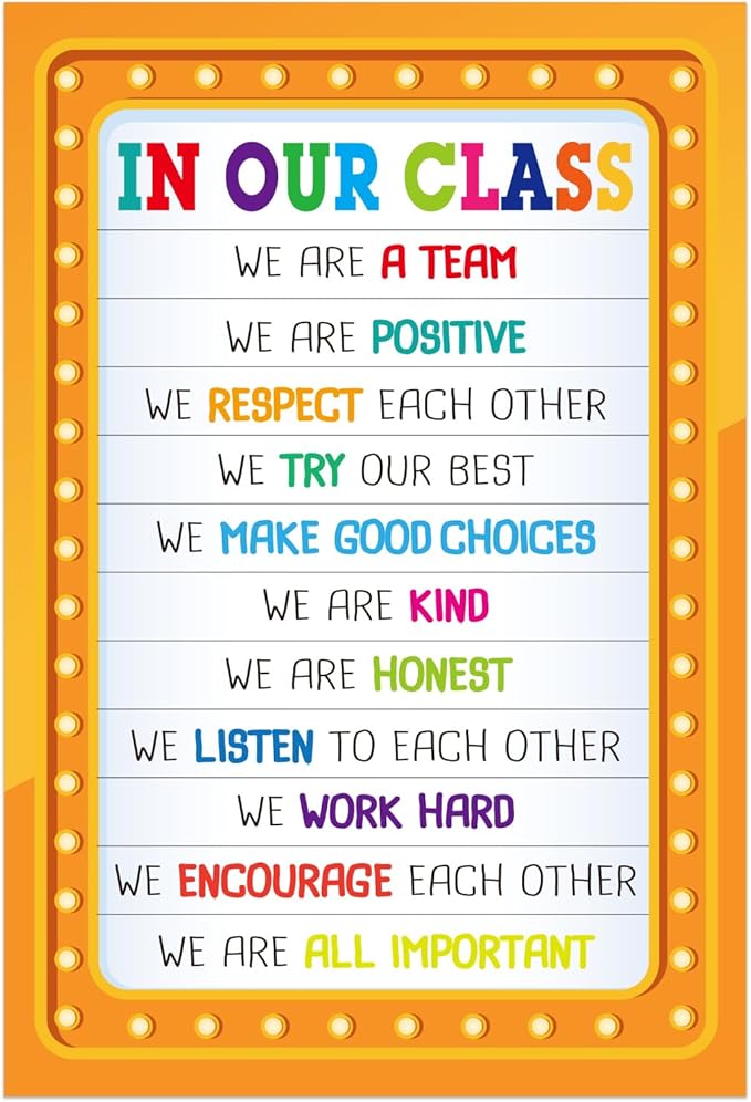 FaCraft Classroom Rules Poster - Motivational Posters for Classroom Decorations Laminated Inspirational Class Rules Poster for Elementary Middle School Back to School Teacher Supplies