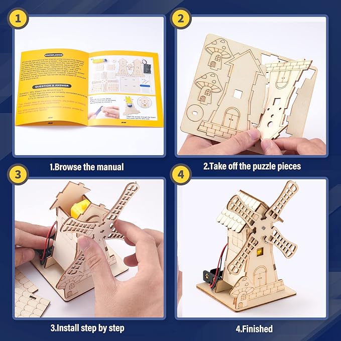 Yutin 10 in 1 STEM Kits for Kids, Wood Craft Robot Building Kit for Boys Age 8-10 8-12, DIY Science Building Projects for 8, 3D Wooden Puzzles, STEM Science Crafts for Girls Age 8 9 10 11 12 14