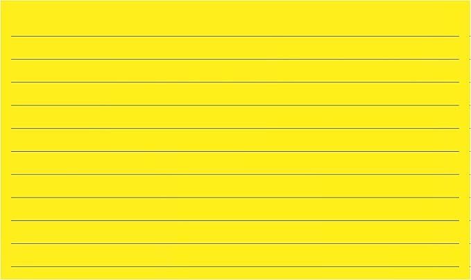 Colonial Cards: 150 Color Cardstock 3" x 5" Index Cards, Yellow, Lined Landscape Format