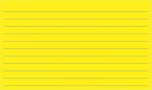 Colonial Cards: 150 Color Cardstock 3" x 5" Index Cards, Yellow, Lined Landscape Format