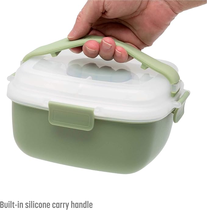 Goodful Stackable Lunch Box Container, Bento Style Food Storage with Removeable Compartments for Sandwich, Snacks, Toppings & Dressing, Leak-Proof and Made without BPA, 56-Ounce, Sage (Pack of 12)