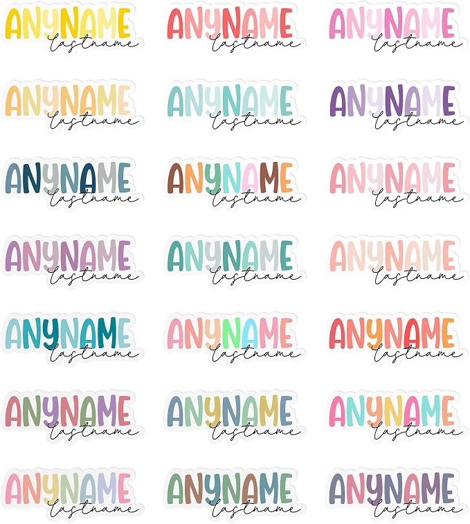 Custom First & Last Name Sticker Personalized Colorful Vinyl Decal | Waterproof Die-Cut Vinyl Sticker for Laptop, Water Bottle, Phone, Notebook, Car & Gifts for Kids.