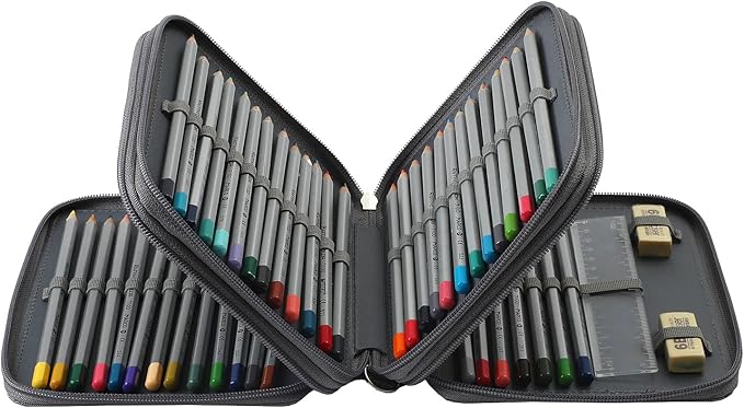 Portable Colored 72 Slots Pencil case Organizer with Printing Pattern for Watercolor Pens, Pencil Case Organizer for Artist
