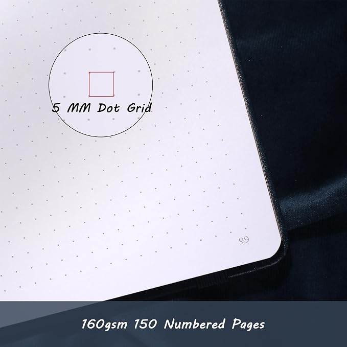 TIEFOSSI B5 Dotted Journal, 160 GSM Dot Grid Notebook for Women Men