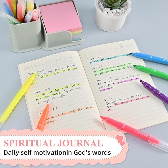 7-ackz Bible Highlighters Assorted Colors with Verses, Chisel Tip Colored Highlighter Markers Bulk Fluorescent, Dry Quick Bright Colors, Perfect for Bible Study Journaling, 6 Candy Color 30 Pack