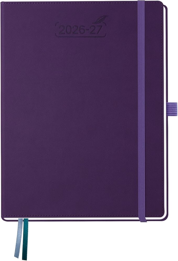 BEZEND Weekly Planner 2026-2027 (8.5" x 11") Horizontal Layout Notebook (Jul 26-Dec 27) 18 Months Academic Calendar & Monthly Tabs, Ideal for Students, Work & Home, PU Leather Hardcover -Purple