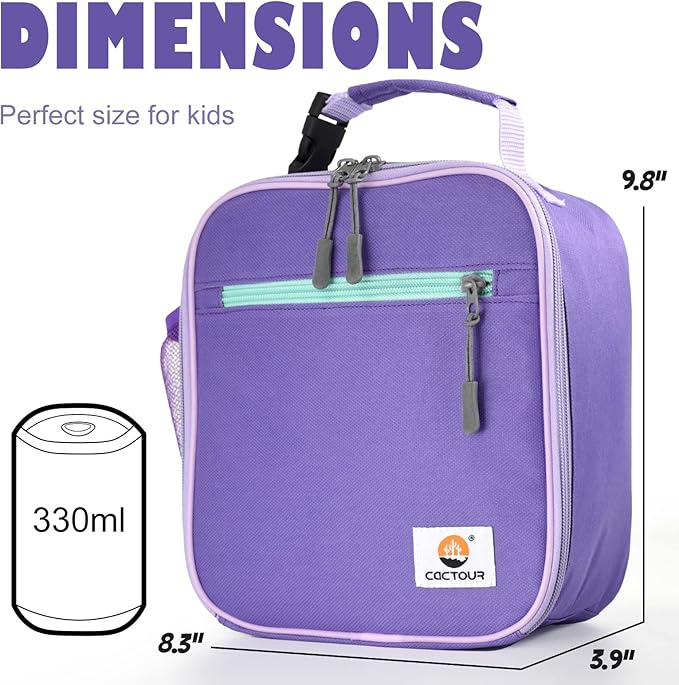 CaCTOUR Lunch Box Kids,Premium Insulated Lunch Bag for Girls Boys Teen Women,Soft Bag Mini Cooler Back to School Thermal Reusable Lunch Bag for Work School Picnic (Purple)