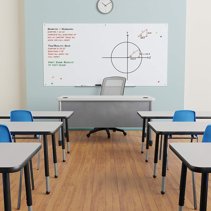 Amazon Basics Glass Dry-Erase Board, Magnetic Frameless Whiteboard, 96W" x 48H"