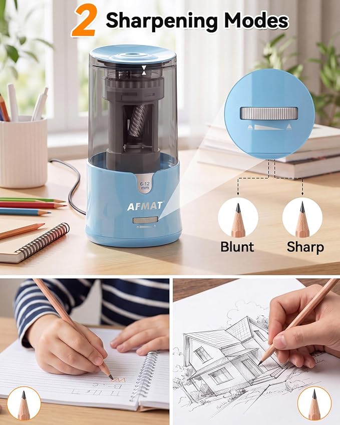 AFMAT Electric Pencil Sharpener, Plug-in Pencil Sharpener for 6-12mm Pencil