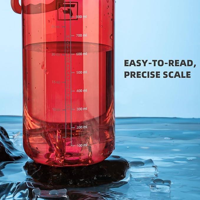 Fanhaw 32 oz Clear BPA-Free Tritan Water Bottle with Fast-Flow Spout Lid, Leakproof Wide-Mouth Reusable Bottle for Gym, School & Office (Red)