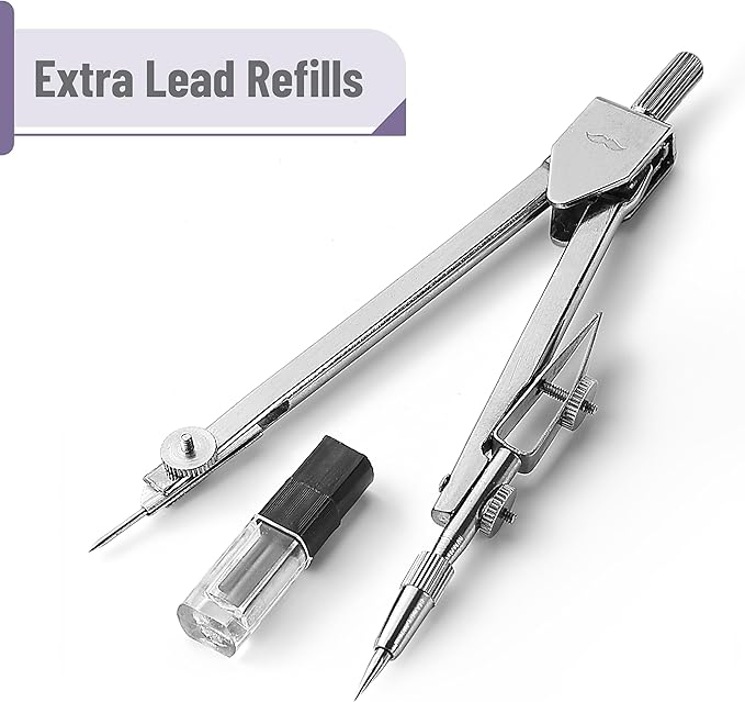 Mr. Pen- Compass for Geometry, Silver with Extra Leads, Metal Compass Drawing Compass, Geometry Compass, Math Compass, Compass Drawing, Drafting Compass, Drafting Tools