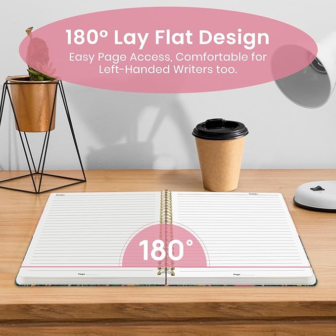 Taja Lined Spiral Journal Notebook for Women, Pretty College Ruled Notebook for Work & Note Taking, A5 Hardcover Journal for Writing, Cute Aesthetic 140 Pages, Whirling Skies