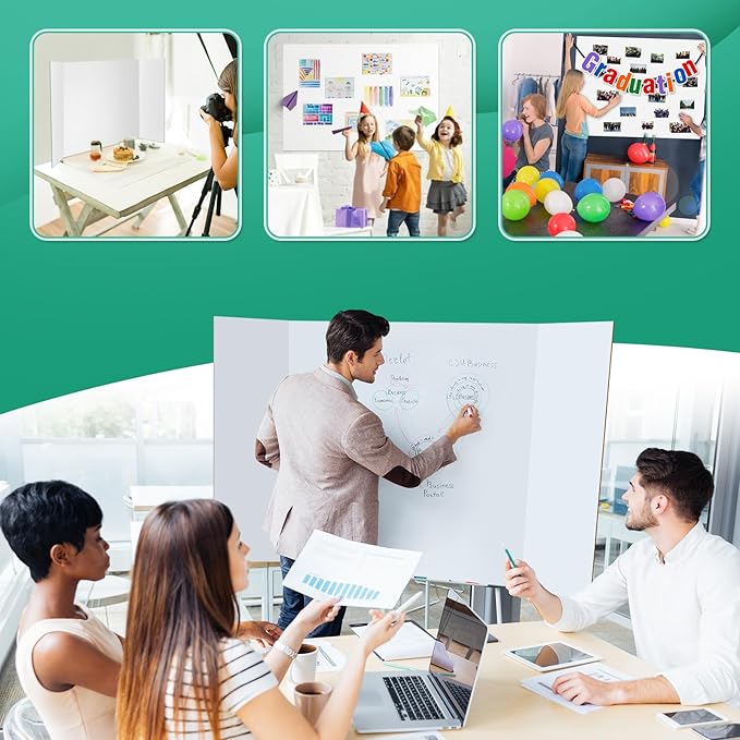 6 Pack Trifold Poster Board 48" X 36", IKAYAS Double Sided White Tri-fold Poster Boards, Science Fair Display Boards Posterboard for Mounting, Art, Display, Projects Classroom Supplies