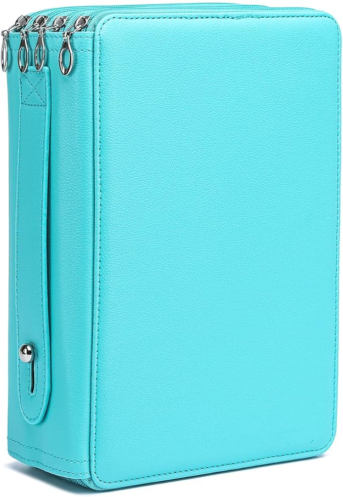 YOUNGCOL 200 Slots Colored Pencil Case - Deluxe PU Leather Pencil Organizer Holder With Zipper Closure Large Pencil Box for Colored Pencils Watercolor Pencils