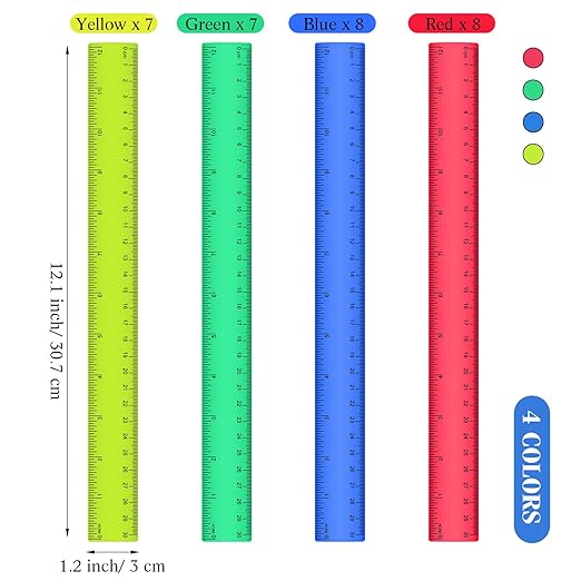 Zonon 30 Pcs Wooden Rulers Bulk 12 Inch Ruler for Classroom, Easy-to-Read with Inches and Metric, First Day of School Gift for Kids, School, Home, Office, Students, Teachers