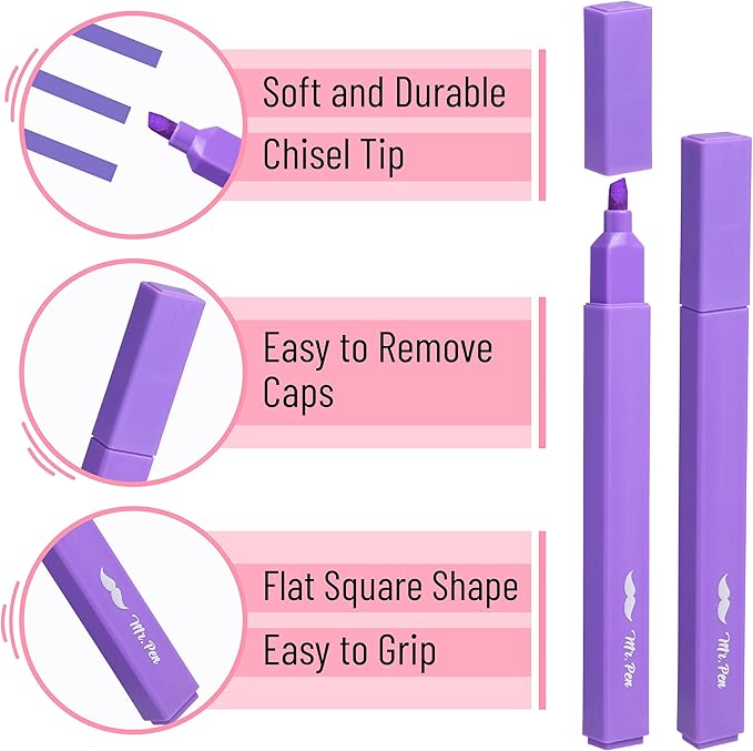 Mr. Pen- Aesthetic Highlighters No Bleed, 8 Pack, Vibrant Colors, Chisel Tip, Cute Highlighters Assorted Colors for Journaling, Highlighting, Underlining, Fast Dry, Back to School Supplies