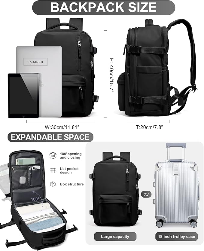WONHOX Large Travel Backpack Carry on Flight Approved Laptop Work Business Backpack for Women Men Mochila de Viaje