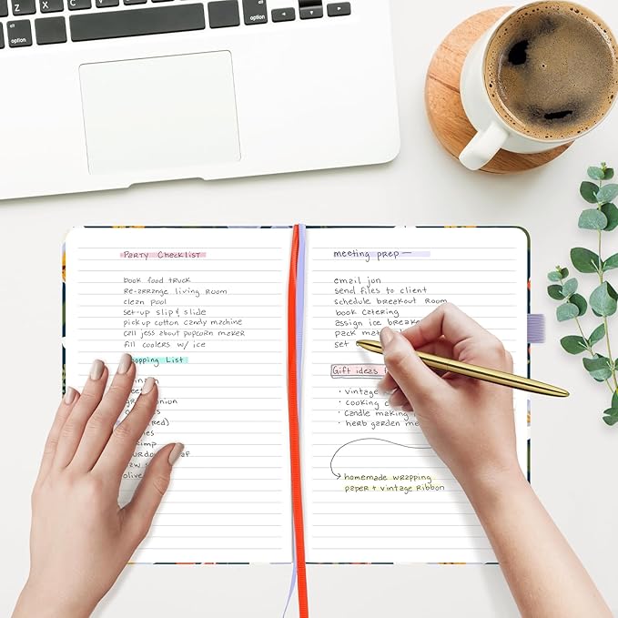 &And Per Se Lined Hardcover Notebook – A5 5.7"x8" College Ruled, 160 Pages, 100gsm Thick Paper – Aesthetic Journal for Women, Gift-Ready Planner, Everyday Writing Notebook (Garden Flowers)