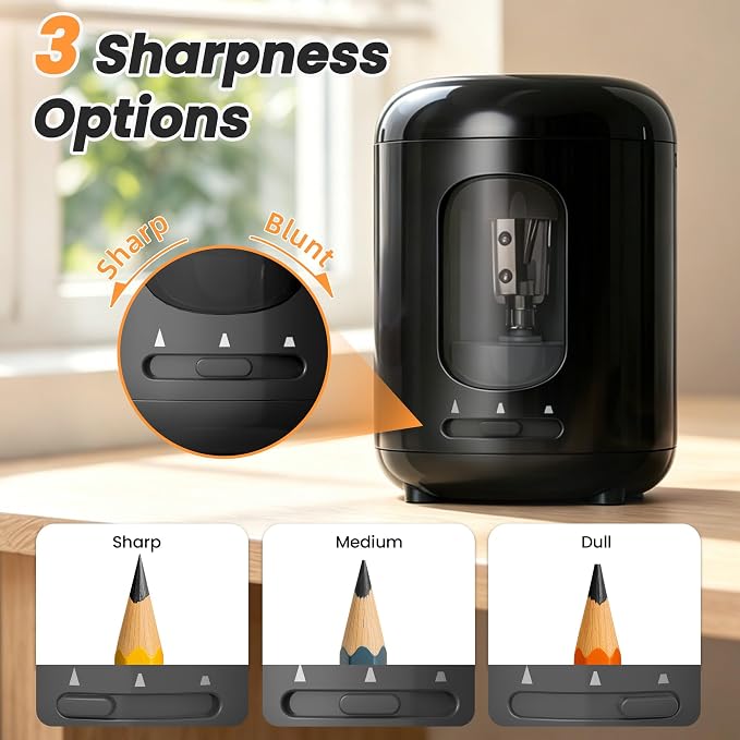 deli Electric Pencil Sharpener,3 Sharpness Modes,Battery Operated(6.5-8mm)