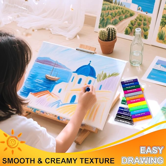 Aen Art Paint Sticks, 24 Colors Solid Tempera Paint Sticks for Kids, Quick Drying Washable Paint for Students, Kids
