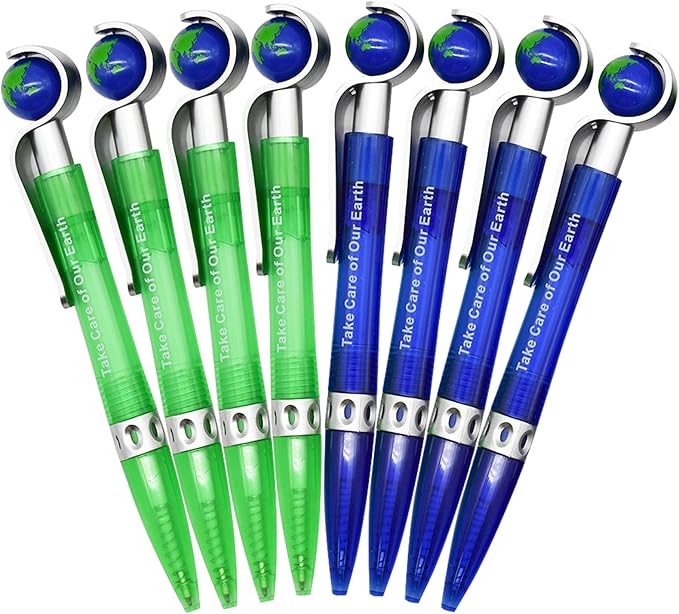Maydahui 12 Pcs Cute Earth Globe Spinning Pens Retractable Tellurion Ballpoint Pen Black Ink Novelty for Earth Day Office Supplies Desk Decor