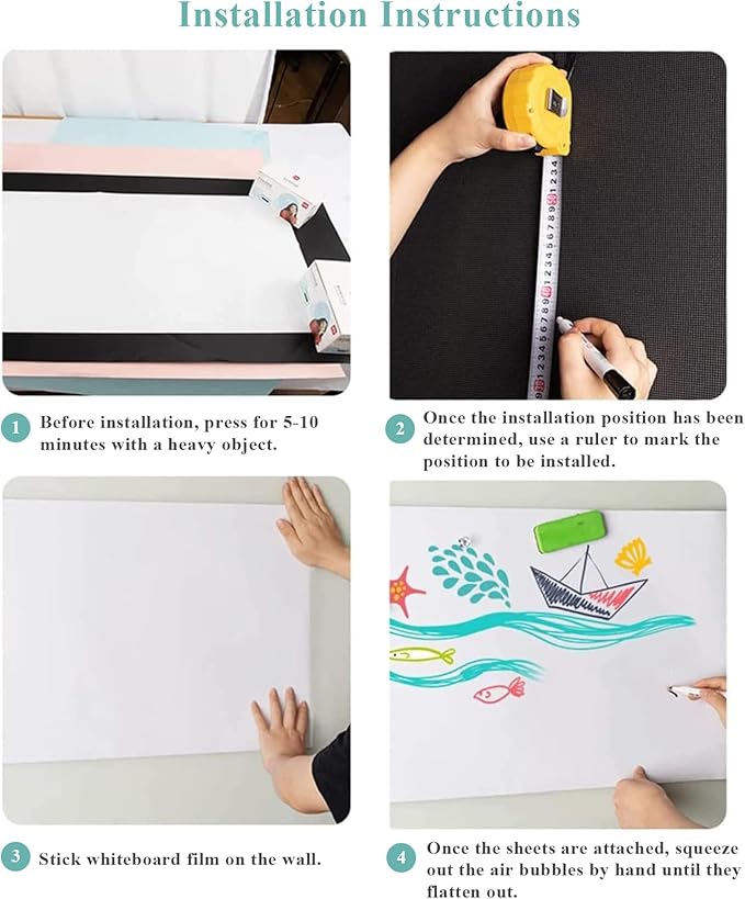 Self-Adhesive Office Whiteboard Sticker: 16" x 24" Magnetic Receptive Dry Erase Wall Film | No Ghosting Easy Peel & Stick for Professionals | Flat-Lay Ready for Meeting Room