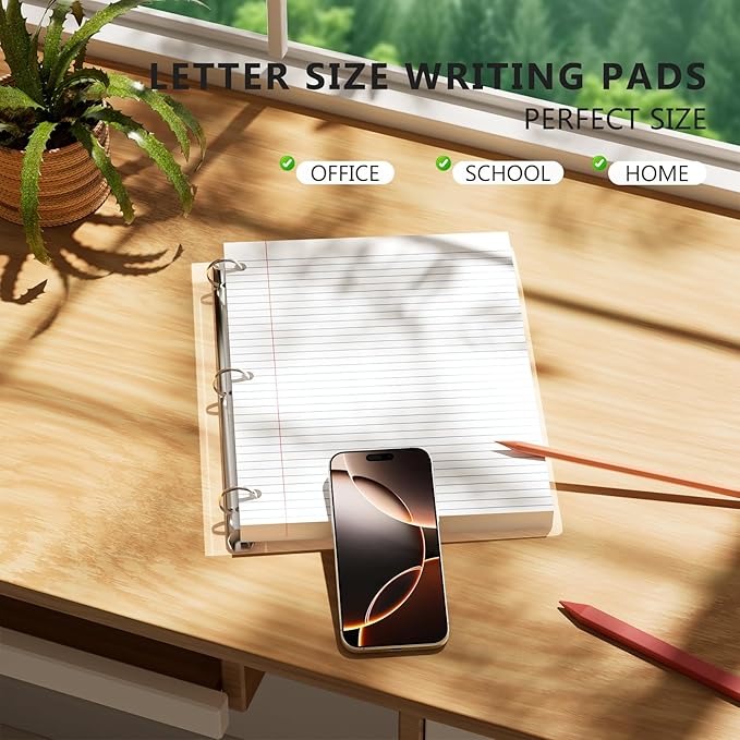 3-Pack White Loose Leaf Paper 390 Sheets Filler Paper 8 * 10.5 College Ruled 3-Hole Punched for 3-Ring Binders Notebook Lined 8" x 10.5"