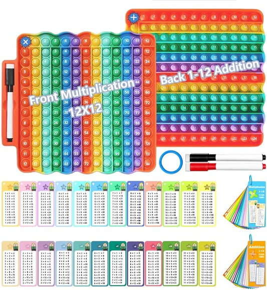 Multiplication Popper Chart + Multipliaction Addition Flash Cards, Times Table Educational Flashcard 3rd Grade, 4th, 5th, 6th Grade, Math Manipulatives, Homeschool, Teacher Supplies