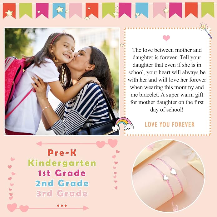 UNGENT THEM Big & Small Heart Bracelets Back to School Gifts for Girls