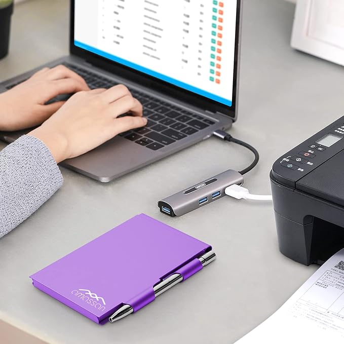 Metal Small Notebook, Mini Notepad, Small Pocket Notepad Aluminum Note Case with Mini Metal Pen and 60-Page Sheets - Memo Books Note Pads, Solid Purple