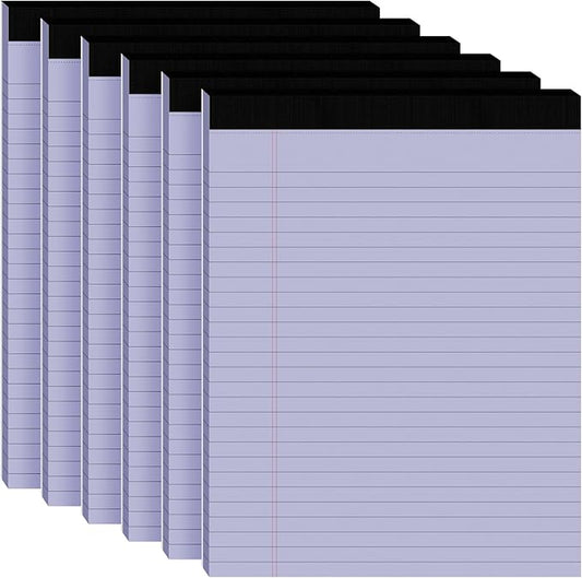 6pcs Legal Pads 8.5 x 11,Notepads 8.5 x 11 Inch, 30 Sheets/Pack, Purple Note Pads Clear Print Writing Pads of Paper, Perforate Wide Ruled Lined with Sturdy Back for Office, Business & School Supplies