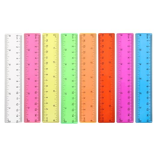 Ruler 6 Inch,Rulers for School,Rulers Bulk for Classroom,8 Pack for Kid Transparent Multicolor Rulder