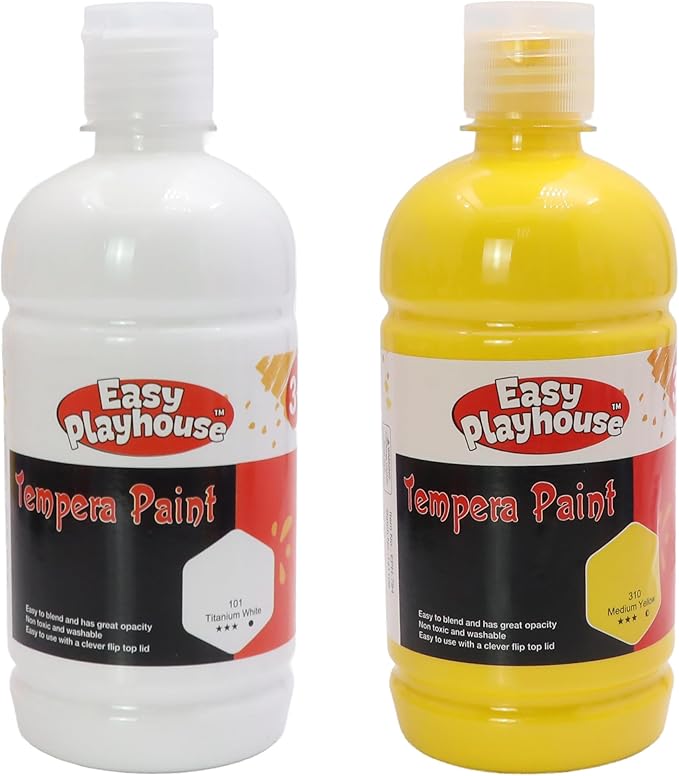 Easy Playhouse 10 Pack 16oz Washable Tempera Paints for Kids, Non-Toxic and Vibrant Colors, Ideal for School Projects, Arts, Crafts, and Creative Activities, Safe Art Supplies Set