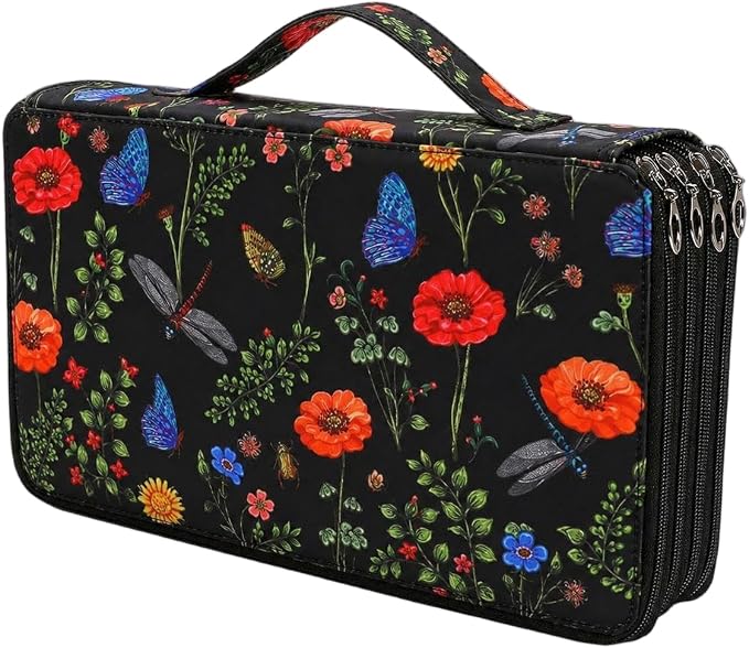 300 Slots Colored Pencil Case Organizer, 4 Layer Bag | Twill Oxford fabric,103 elastic loops,detachable handle,for travel,home storage,drawing tools,creative gifts