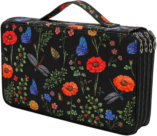300 Slots Colored Pencil Case Organizer, 4 Layer Bag | Twill Oxford fabric,103 elastic loops,detachable handle,for travel,home storage,drawing tools,creative gifts